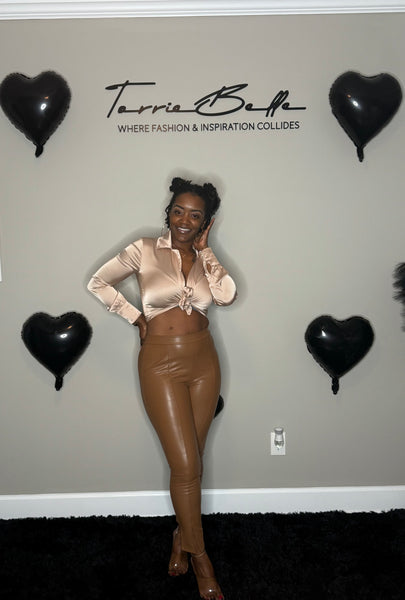Luxe Faux Leather Pants (camel)