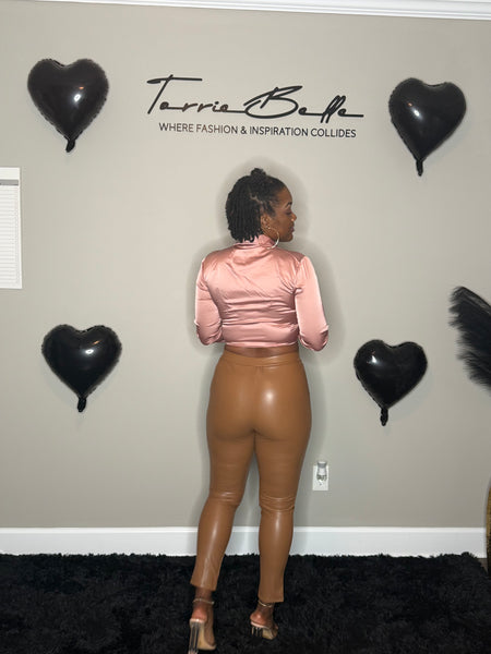 Luxe Faux Leather Pants (camel)
